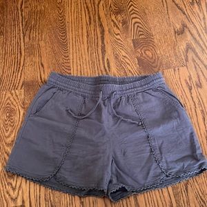 Grey Linen Drawstring Shorts